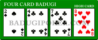 a Four Card Badugi Hand with same high card, higher next-highest card